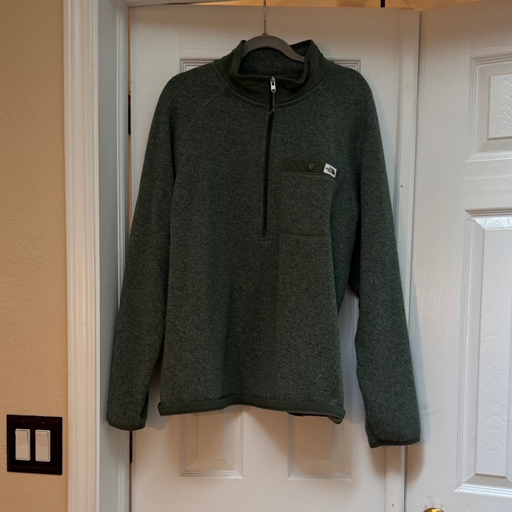 North Face Men’s Dark Green Quarter-Zip Pullover Sweater